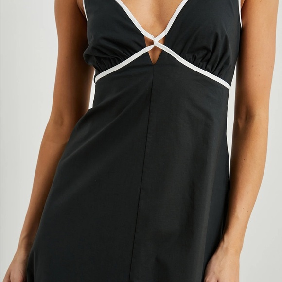 Rails Jessa Cutout Maxi Dress Adjustable Straps Contrast Trim Black White M NWT - Picture 2 of 11